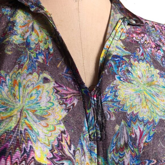 Vintage 70s maxi metallic dress with great print - Picture 4 of 12